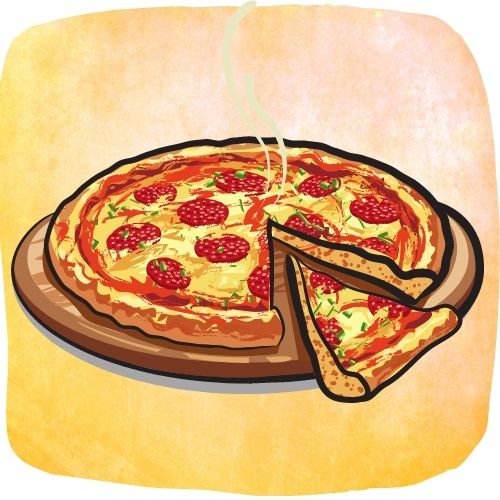 Image of a Pizza to symbolize a Concrete Noun which you can experience with your 5 senses
